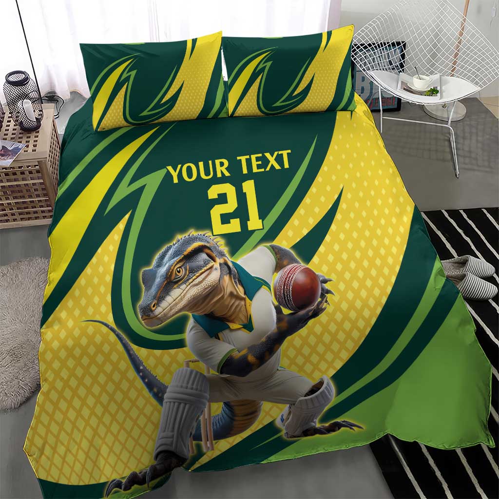 Australian Water Dragon Cricket Custom Bedding Set Aussie National Color