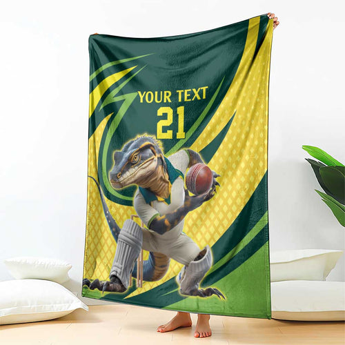 Australian Water Dragon Cricket Custom Blanket Aussie National Color