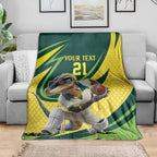 Australian Water Dragon Cricket Custom Blanket Aussie National Color