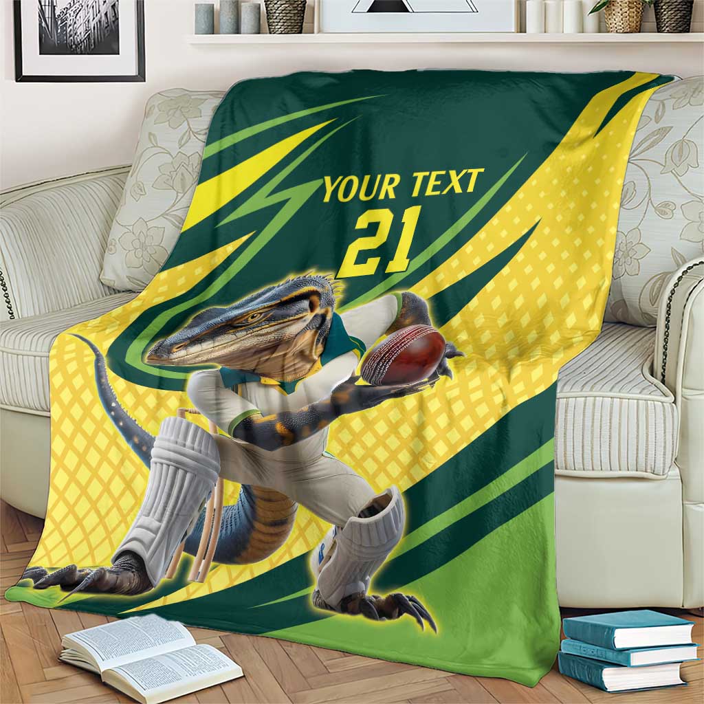 Australian Water Dragon Cricket Custom Blanket Aussie National Color