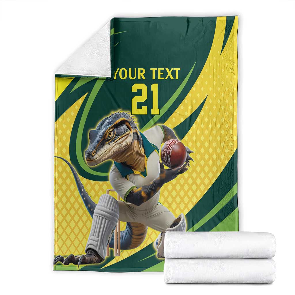 Australian Water Dragon Cricket Custom Blanket Aussie National Color