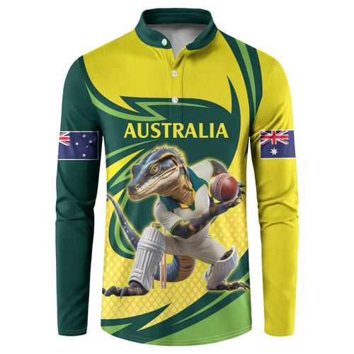 Australian Water Dragon Cricket Custom Button Sweatshirt Aussie National Color