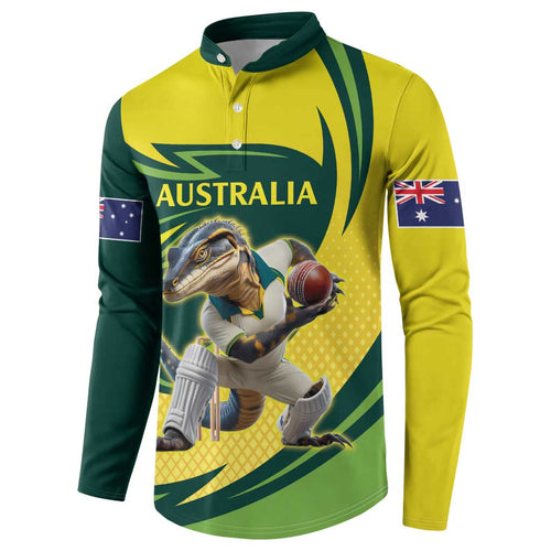 Australian Water Dragon Cricket Custom Button Sweatshirt Aussie National Color