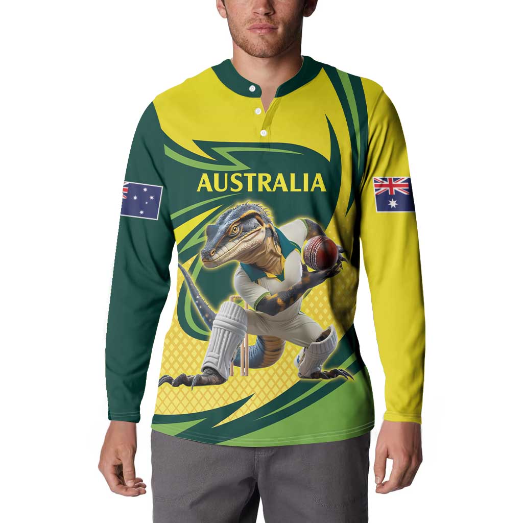 Australian Water Dragon Cricket Custom Button Sweatshirt Aussie National Color