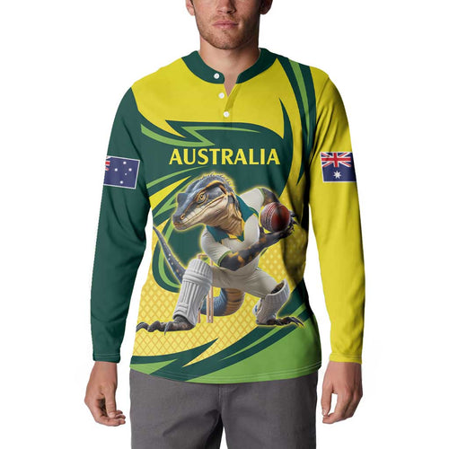 Australian Water Dragon Cricket Custom Button Sweatshirt Aussie National Color