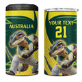 Australian Water Dragon Cricket Custom 4 in 1 Can Cooler Tumbler Aussie National Color