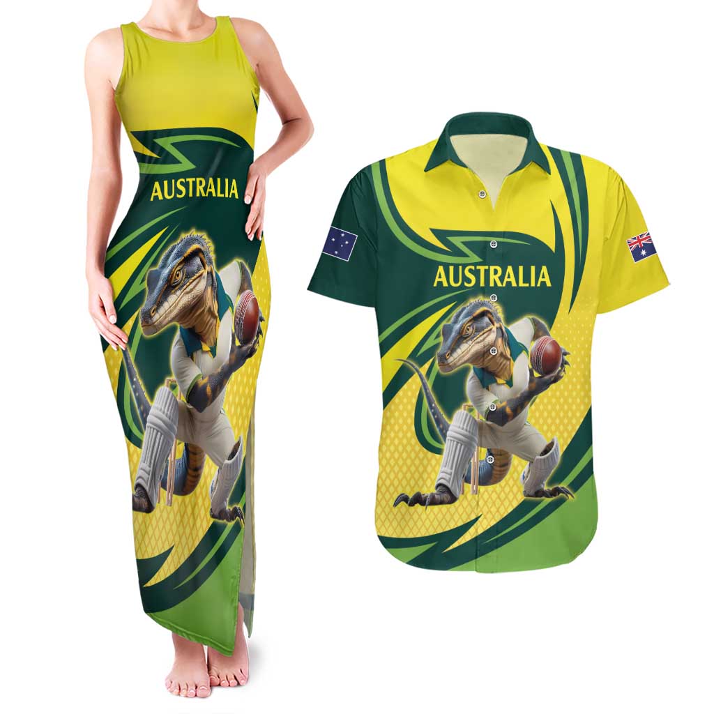 Australian Water Dragon Cricket Custom Couples Matching Tank Maxi Dress and Hawaiian Shirt Aussie National Color