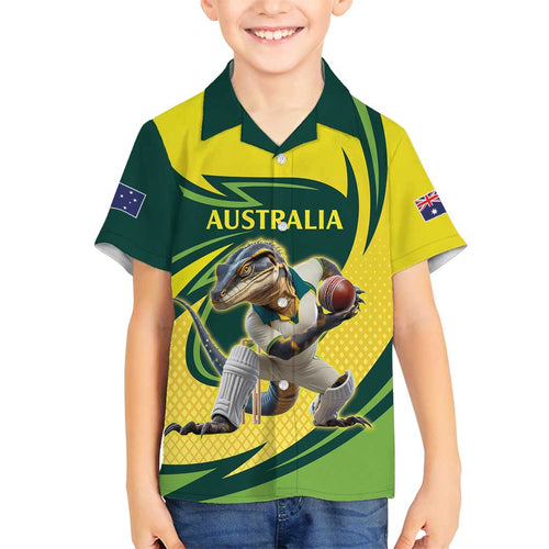 Australian Water Dragon Cricket Custom Family Matching Long Sleeve Bodycon Dress and Hawaiian Shirt Aussie National Color