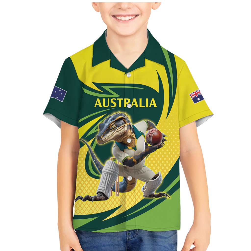Australian Water Dragon Cricket Custom Family Matching Mermaid Dress and Hawaiian Shirt Aussie National Color