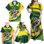 Australian Water Dragon Cricket Custom Family Matching Off Shoulder Maxi Dress and Hawaiian Shirt Aussie National Color