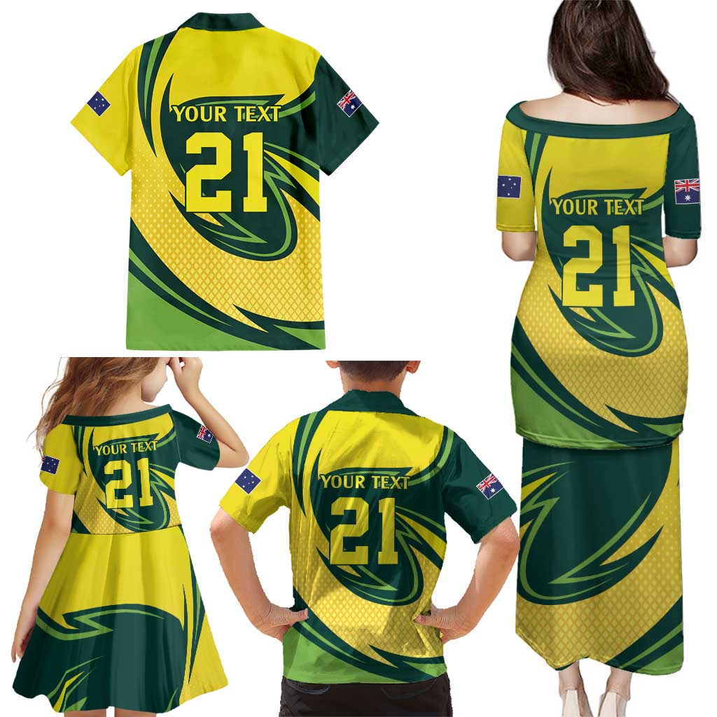 Australian Water Dragon Cricket Custom Family Matching Puletasi and Hawaiian Shirt Aussie National Color