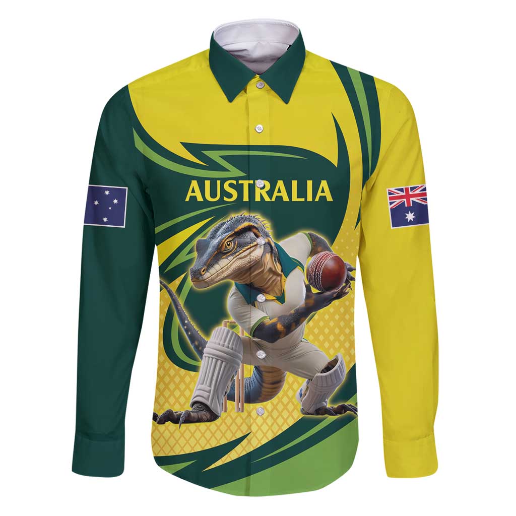 Australian Water Dragon Cricket Custom Family Matching Puletasi and Hawaiian Shirt Aussie National Color