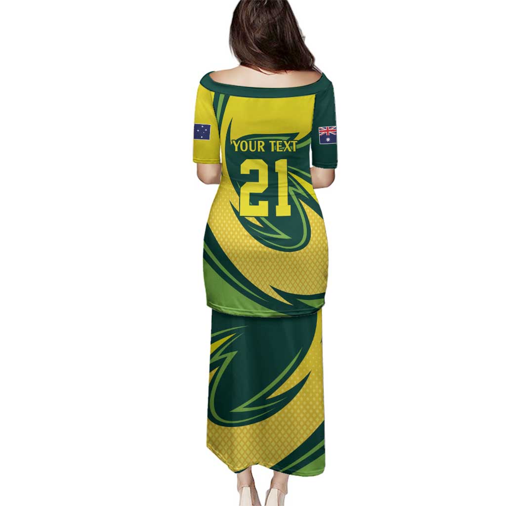 Australian Water Dragon Cricket Custom Family Matching Puletasi and Hawaiian Shirt Aussie National Color