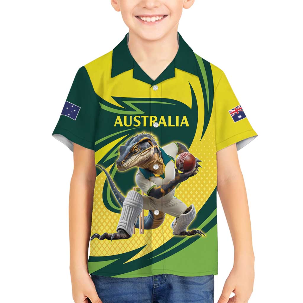 Australian Water Dragon Cricket Custom Family Matching Puletasi and Hawaiian Shirt Aussie National Color