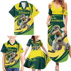 Australian Water Dragon Cricket Custom Family Matching Summer Maxi Dress and Hawaiian Shirt Aussie National Color
