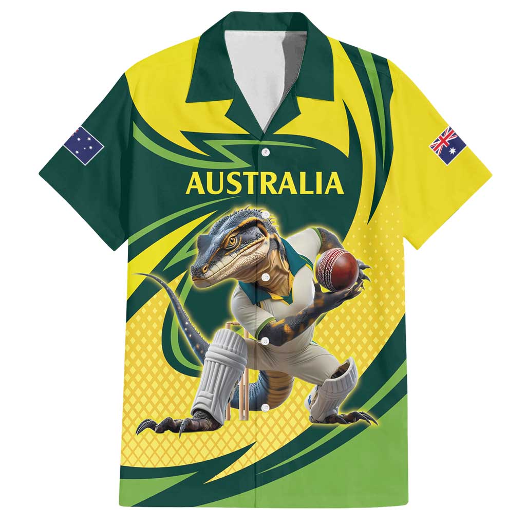 Australian Water Dragon Cricket Custom Family Matching Summer Maxi Dress and Hawaiian Shirt Aussie National Color