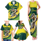 Australian Water Dragon Cricket Custom Family Matching Tank Maxi Dress and Hawaiian Shirt Aussie National Color