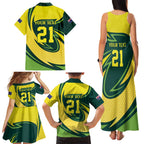 Australian Water Dragon Cricket Custom Family Matching Tank Maxi Dress and Hawaiian Shirt Aussie National Color