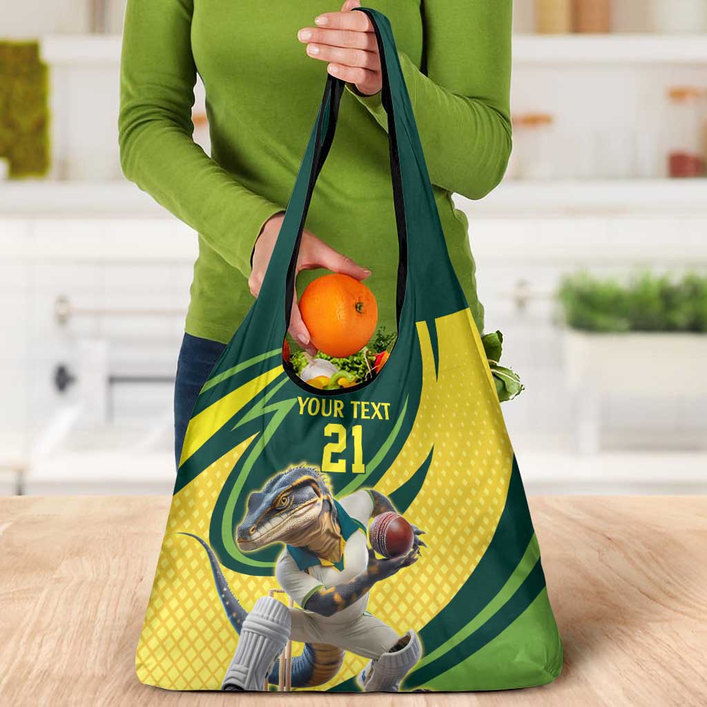Australian Water Dragon Cricket Custom Grocery Bag Aussie National Color