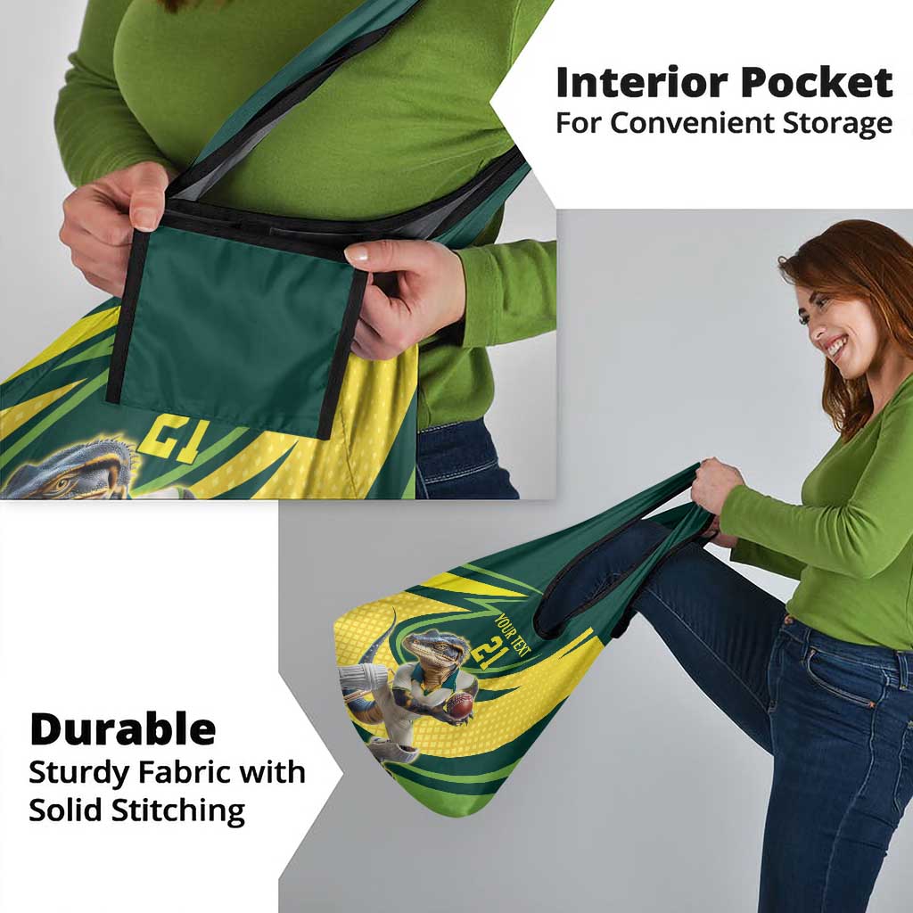 Australian Water Dragon Cricket Custom Grocery Bag Aussie National Color