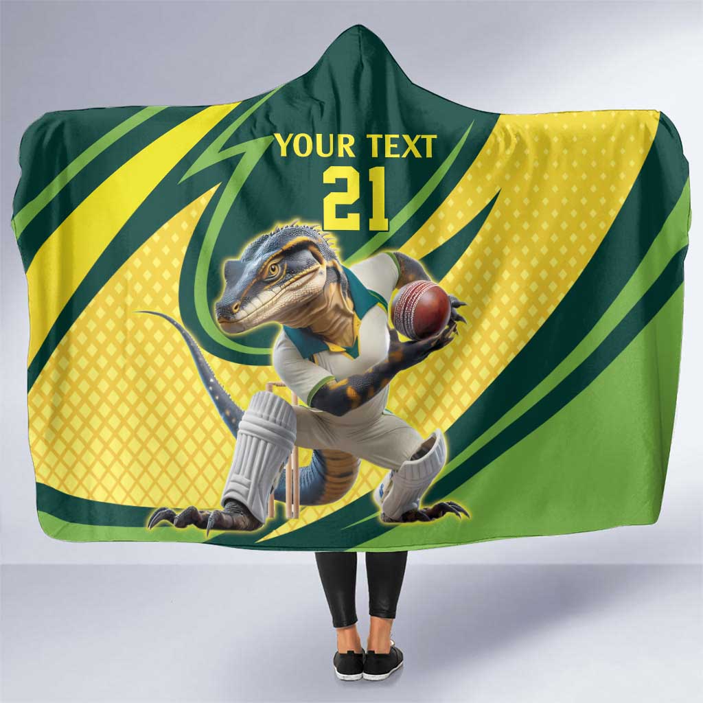 Australian Water Dragon Cricket Custom Hooded Blanket Aussie National Color