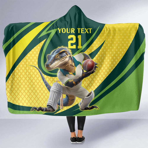 Australian Water Dragon Cricket Custom Hooded Blanket Aussie National Color