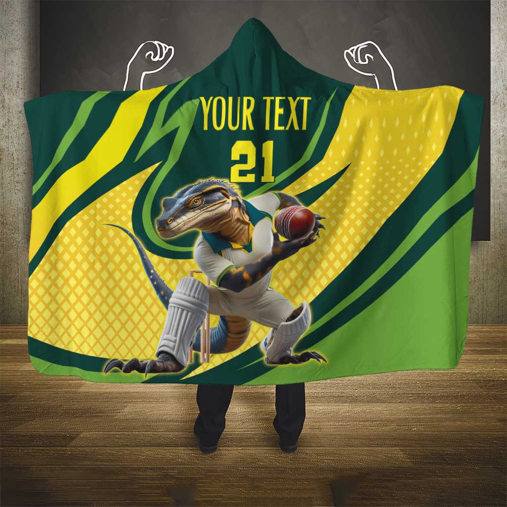 Australian Water Dragon Cricket Custom Hooded Blanket Aussie National Color