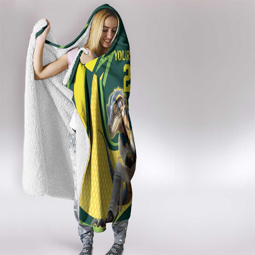 Australian Water Dragon Cricket Custom Hooded Blanket Aussie National Color