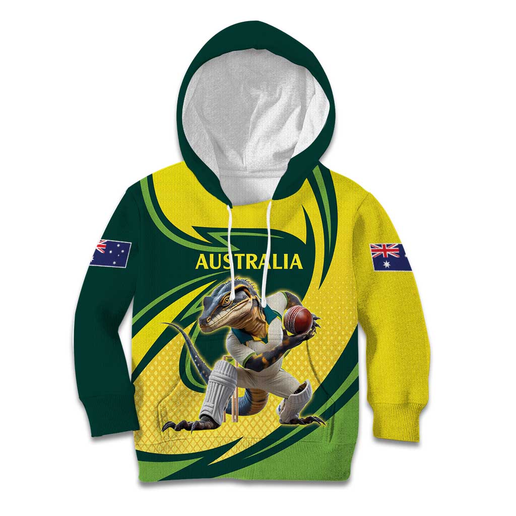 Australian Water Dragon Cricket Custom Kid Hoodie Aussie National Color