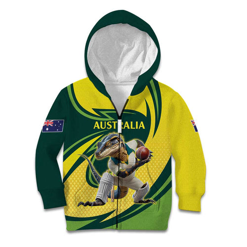 Australian Water Dragon Cricket Custom Kid Hoodie Aussie National Color