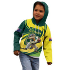 Australian Water Dragon Cricket Custom Kid Hoodie Aussie National Color