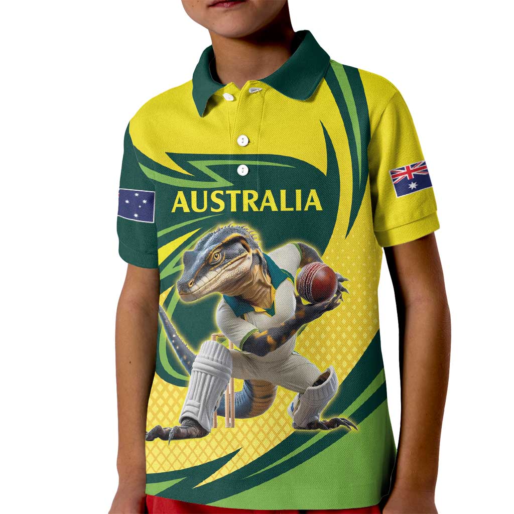 Australian Water Dragon Cricket Custom Kid Polo Shirt Aussie National Color