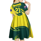 Australian Water Dragon Cricket Custom Kid Short Sleeve Dress Aussie National Color