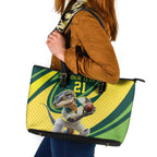 Australian Water Dragon Cricket Custom Leather Tote Bag Aussie National Color