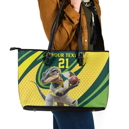 Australian Water Dragon Cricket Custom Leather Tote Bag Aussie National Color