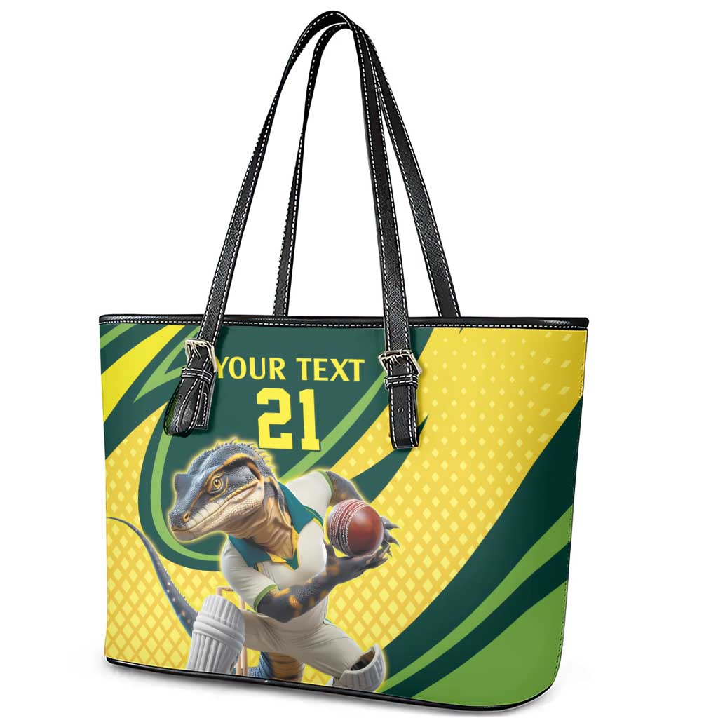 Australian Water Dragon Cricket Custom Leather Tote Bag Aussie National Color