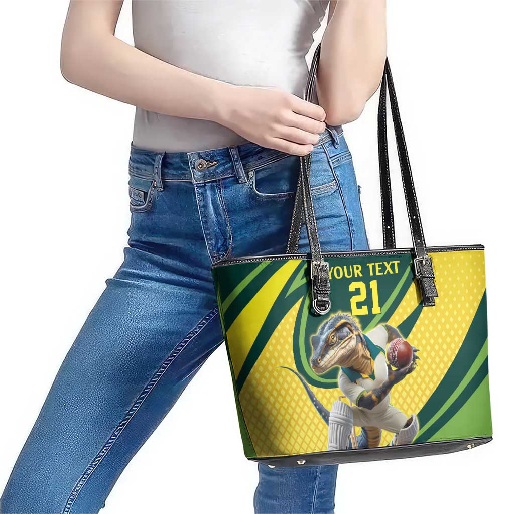 Australian Water Dragon Cricket Custom Leather Tote Bag Aussie National Color