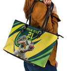 Australian Water Dragon Cricket Custom Leather Tote Bag Aussie National Color
