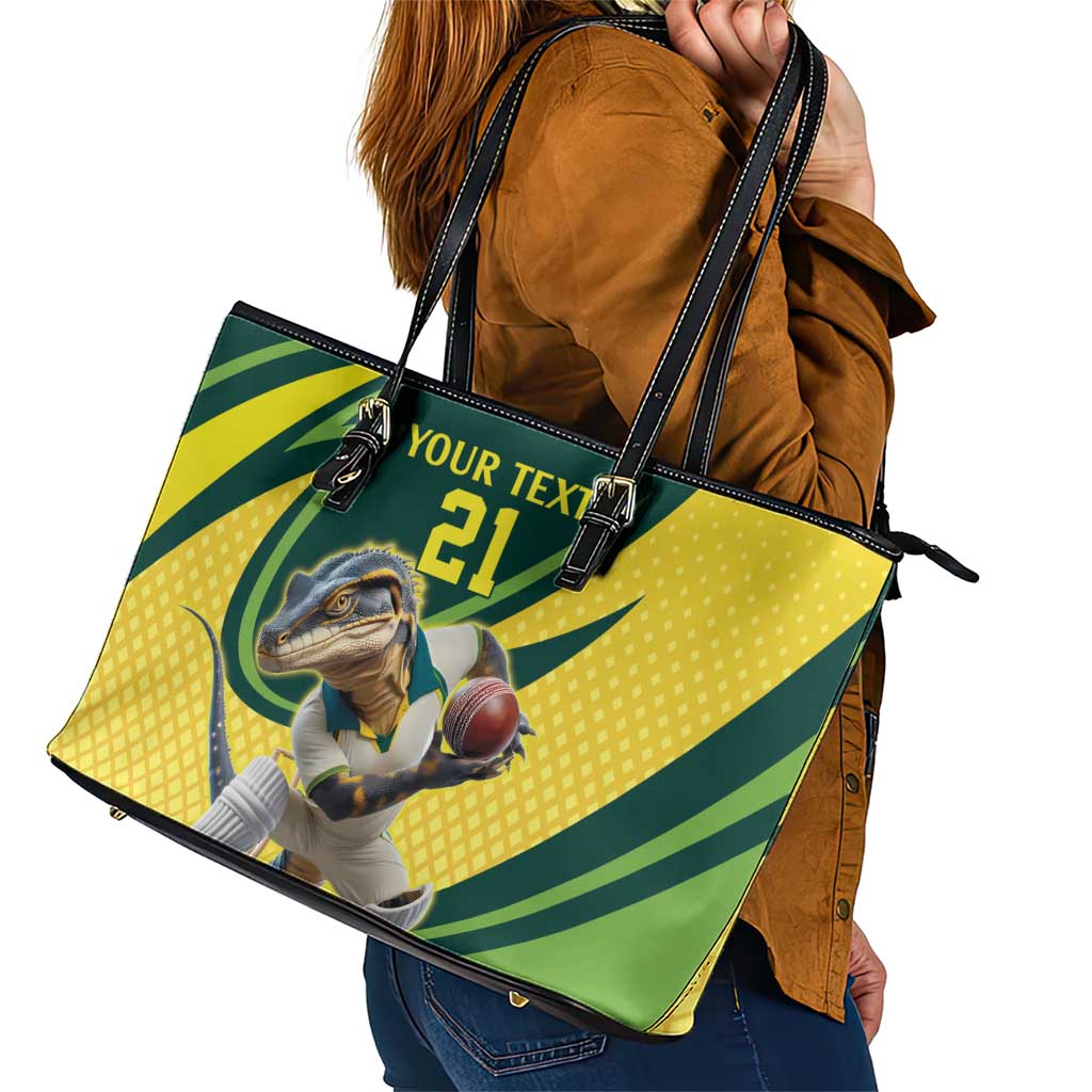 Australian Water Dragon Cricket Custom Leather Tote Bag Aussie National Color