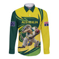 Australian Water Dragon Cricket Custom Long Sleeve Button Shirt Aussie National Color