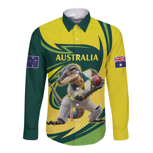 Australian Water Dragon Cricket Custom Long Sleeve Button Shirt Aussie National Color