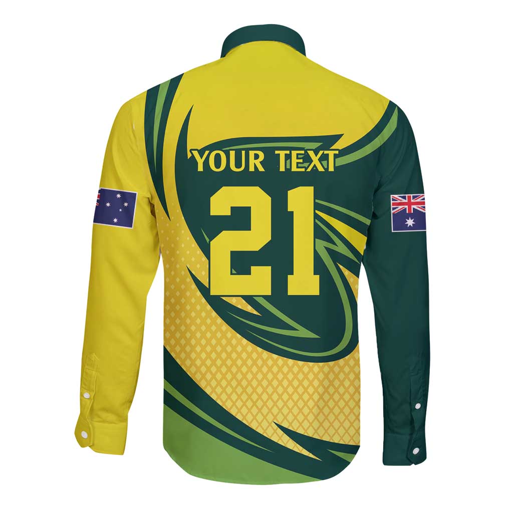 Australian Water Dragon Cricket Custom Long Sleeve Button Shirt Aussie National Color