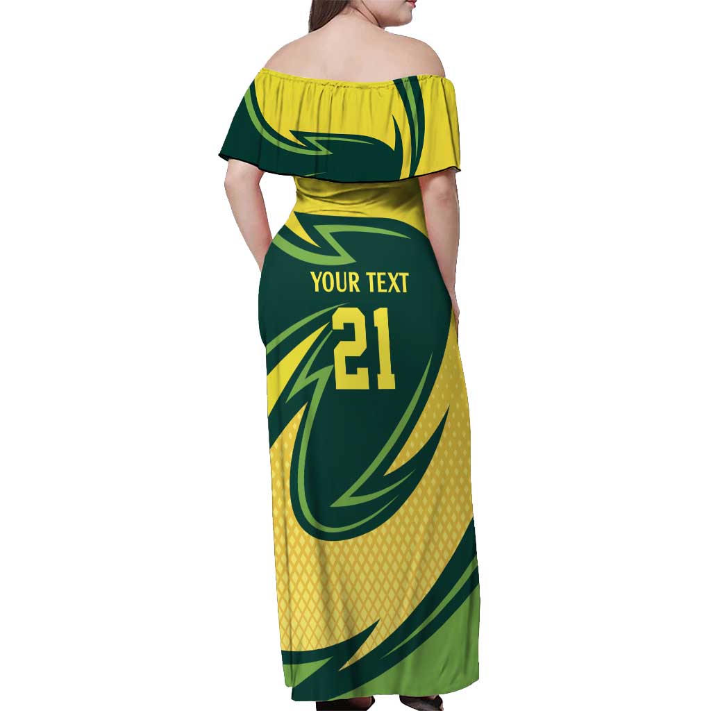 Australian Water Dragon Cricket Custom Off Shoulder Maxi Dress Aussie National Color