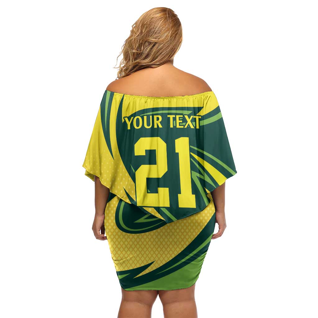 Australian Water Dragon Cricket Custom Off Shoulder Short Dress Aussie National Color