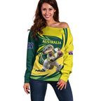 Australian Water Dragon Cricket Custom Off Shoulder Sweater Aussie National Color