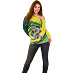 Australian Water Dragon Cricket Custom Off Shoulder Sweater Aussie National Color