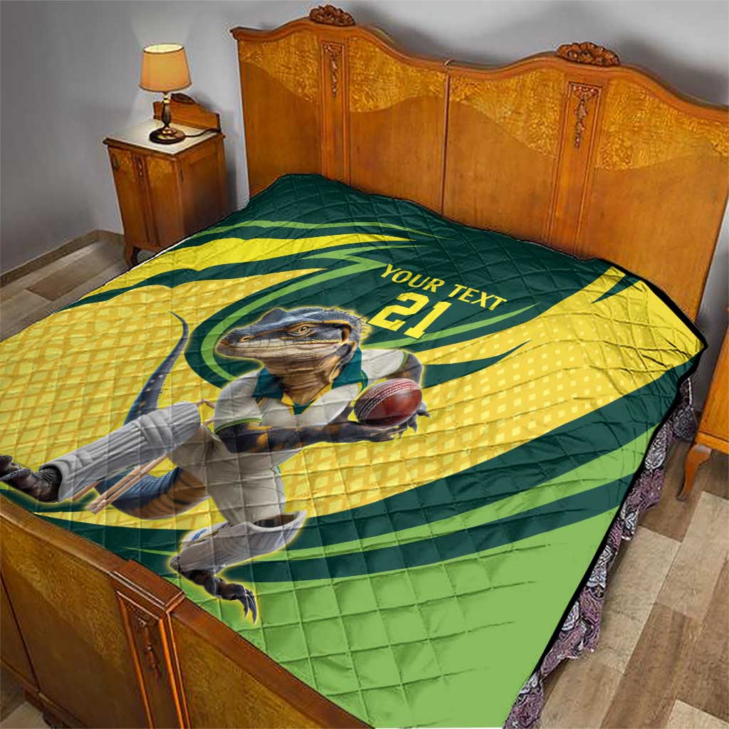 Australian Water Dragon Cricket Custom Quilt Aussie National Color