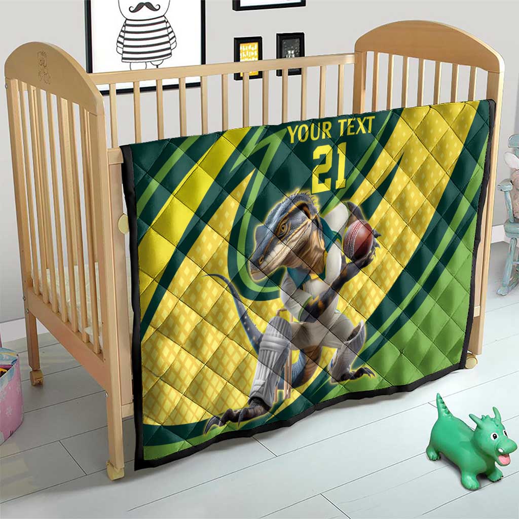 Australian Water Dragon Cricket Custom Quilt Aussie National Color