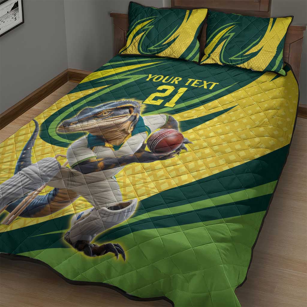 Australian Water Dragon Cricket Custom Quilt Bed Set Aussie National Color
