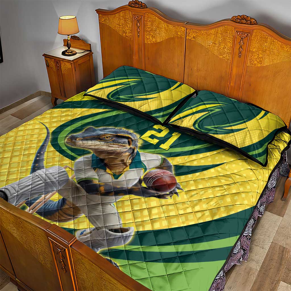 Australian Water Dragon Cricket Custom Quilt Bed Set Aussie National Color